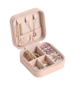 TRAVEL Small Leather Jewelry Organizer, Rings, Earrings, Necklaces, Bracelets, Jewelry Box, Jewelry Storage Box, Cosmetic Box (Pink)  - Image 3