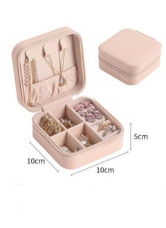 TRAVEL Small Leather Jewelry Organizer, Rings, Earrings, Necklaces, Bracelets, Jewelry Box, Jewelry Storage Box, Cosmetic Box (Pink)  - Image 4