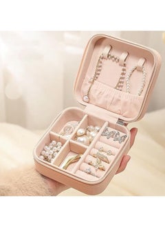 TRAVEL Small Leather Jewelry Organizer, Rings, Earrings, Necklaces, Bracelets, Jewelry Box, Jewelry Storage Box, Cosmetic Box (Pink)  - Image 5