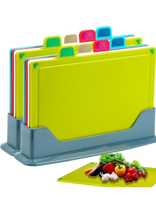 Biella Cutting Board Set - Chopping Board With Color Coded Food Icon For Meat Vegetable Fruit Fish (Multi Color, Set Of 2)  - Image 1