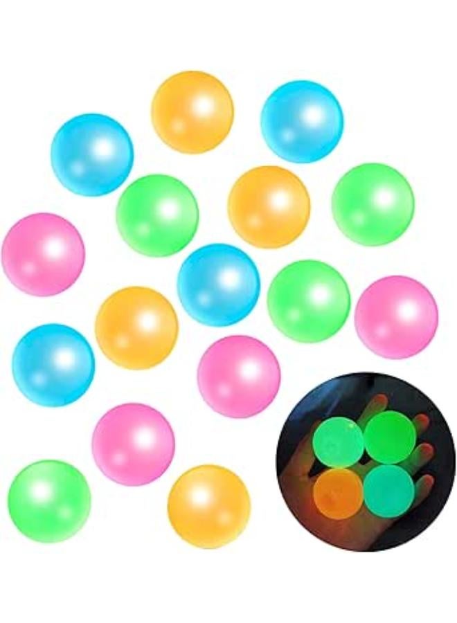 GUHITOH 16 Pcs Sticky Ball Stress Toy, Luminous Stress Relief Balls Fluorescence Fidget Balls Stress Relief Toys Green, green