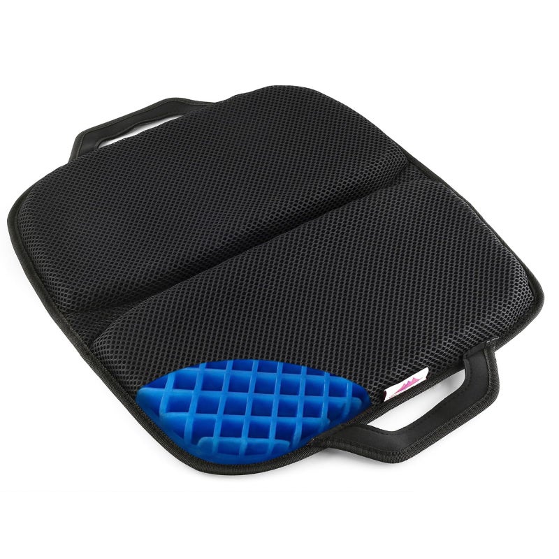 FOMI Premium All Gel Portable Seat Cushion  15 x 17  Comfortable Orthopedic Pad for Car Office Chair Wheelchair Plane or Home  Pressure Sore Relief Prevents Sweaty Bottom  Foldable