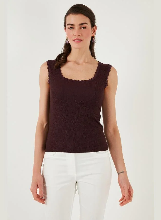 Lela Lela Slim Fit Thick Lace Square Neck Crepe 2-Pack Undershirt Women's Undershirt 5864979S2