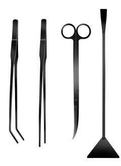 4Pcs Aquascaping Tools Kit, Long Stainless Steel Aquarium Plant Tools with Black Anti-rust Coating, Aquarium Tweezers, Scissors, and Scrapers for Aquascaping Cleaning（Free Magnetic Tool Holder）