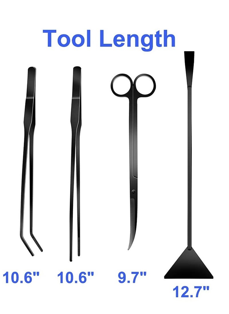 SYOSI - 4Pcs Aquascaping Tools Kit, Long Stainless Steel Aquarium Plant Tools with Black Anti-rust Coating, Aquarium Tweezers, Scissors, and Scrapers for Aquascaping Cleaning（Free Magnetic Tool Holder） - Image 1