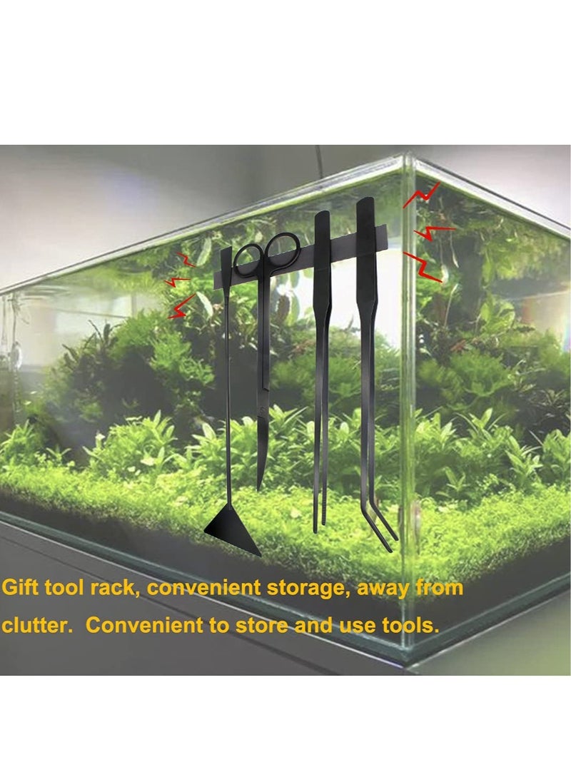 SYOSI - 4Pcs Aquascaping Tools Kit, Long Stainless Steel Aquarium Plant Tools with Black Anti-rust Coating, Aquarium Tweezers, Scissors, and Scrapers for Aquascaping Cleaning（Free Magnetic Tool Holder） - Image 1