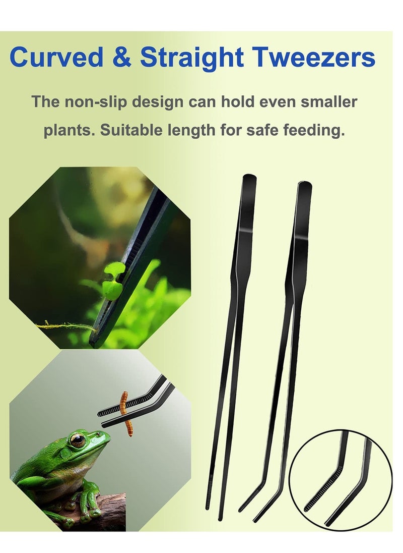 SYOSI - 4Pcs Aquascaping Tools Kit, Long Stainless Steel Aquarium Plant Tools with Black Anti-rust Coating, Aquarium Tweezers, Scissors, and Scrapers for Aquascaping Cleaning（Free Magnetic Tool Holder） - Image 1