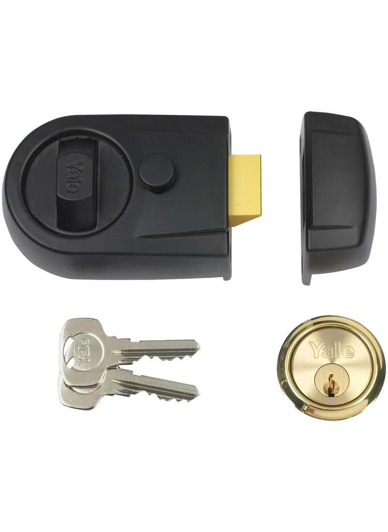 Yale Y3 Contemporary Nightlatch 60mm  Polished Brass Rim Latch with Snib Button  - Image 1