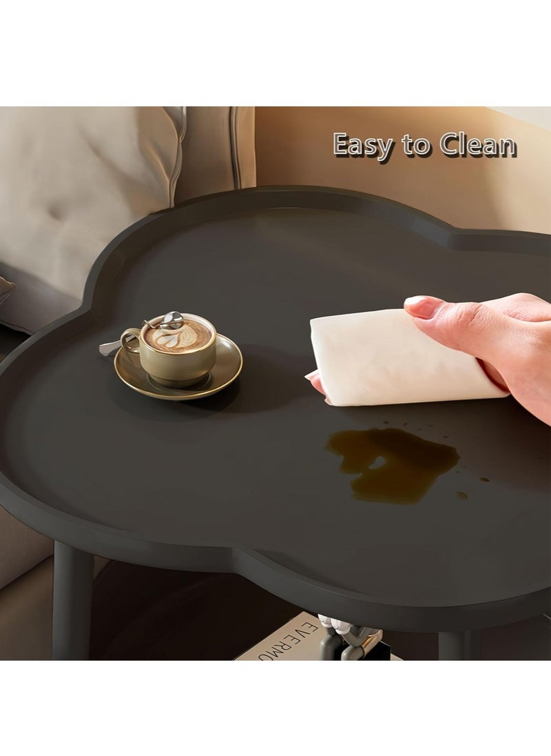 YOUGE Simplistic Side Table,End Table Side Snack Round End Table Metal Nightstand with Detachable Tray Top and Fabric Storage Basket for Living Room Bedroom Easy Assembly  - Image 5