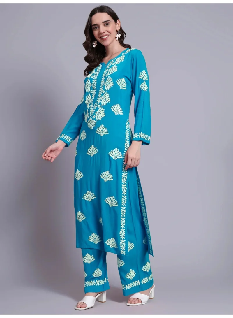 Alaya  Women Hand Embroidered Chikankari Rayon kurta set AL4084KS for Women | Best Price UAE
