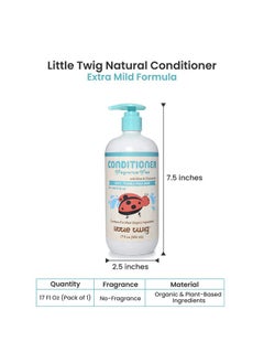 Little Twig Little Twig Hair Conditioner, Natural Conditioner with Plant Derived Formula, Contains Essential Oils and Extracts, Suitable for Whole Family, Fragrance-Free, 17 fl oz.  - Image 3