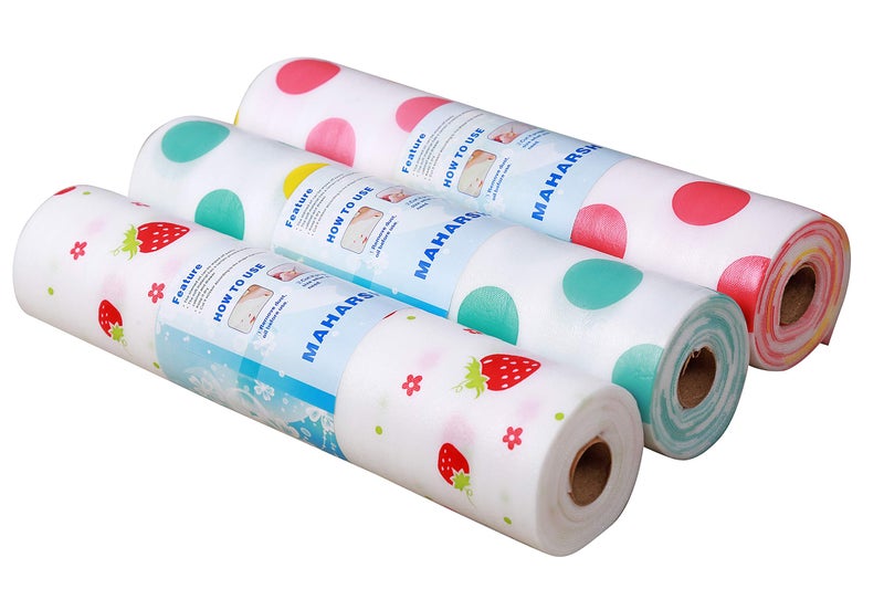 Maharsh Printing Antibacterial Cabinet Plastic Polka Dot Foam Household Wardrobe Moisture Drawer Pad Waterproof Non-Slip Paper Kitchen Cupboard Liners Roll Mat(Multicolour) (3, 30x300) - Image 1