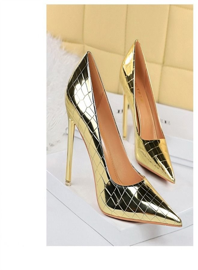 BIGTREE Metal Stone High Heels 10.5CM Gold - Image 2