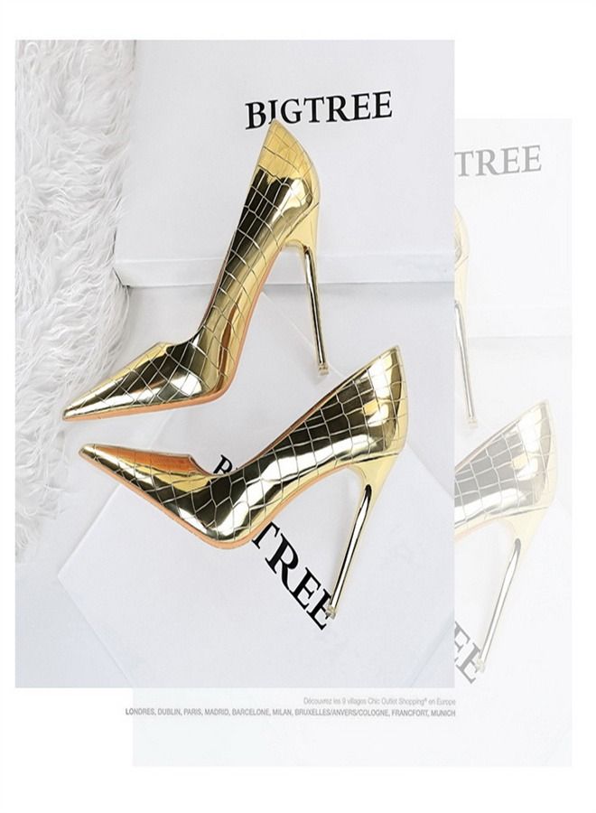 BIGTREE Metal Stone High Heels 10.5CM Gold - Image 3