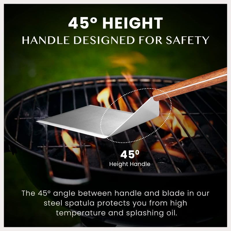 Homi styles Extra Wide Spatula with Beveled Edges  Oversized Stainless-Steel Spatula with Wood Handle for Skillets  Griddles & Pancake Flipper for Burgers  Omelet  and Versatile for Culinary Task  6 x 5-inches - Image 4