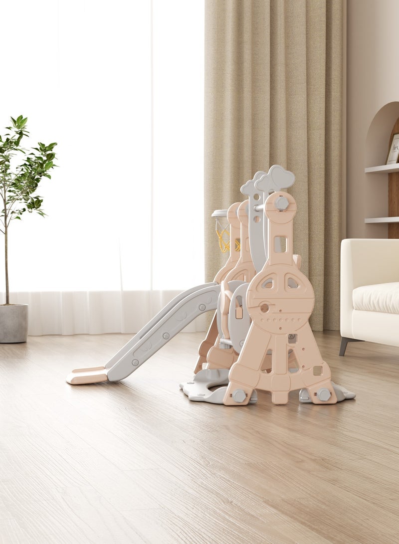 فول جوي مجموعة زحليقة وأرجوحة مع حلقة كرة سلة 3*1 للأطفال،مجموعة ملعب داخلي وخارجي للأطفال الصغار،مجموعة ألعاب تسلق للأطفال - Image 2