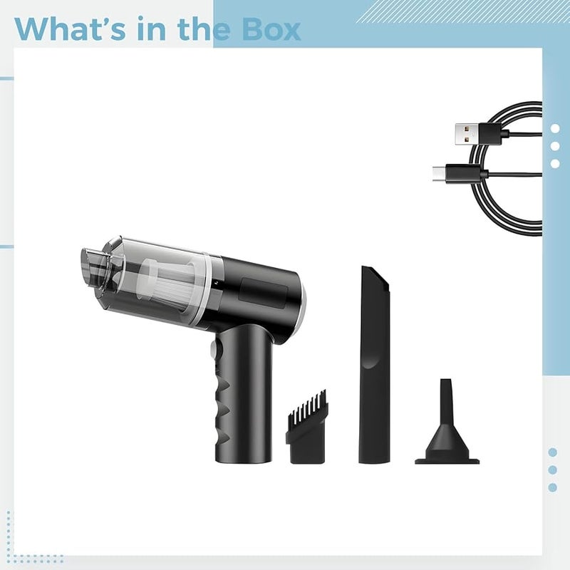 Black Type C Rechargeable Cordless Vacuum Cleaner for Car and Home - Image 5