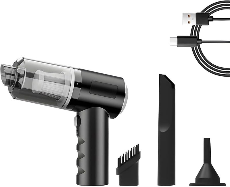 Black Type C Rechargeable Cordless Vacuum Cleaner for Car and Home - Image 1