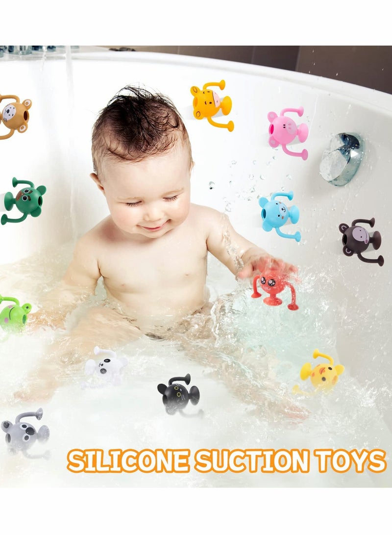 Excefore Suction Toys Bath Toy Set, 12 Pcs Silicone Sucker Toys, Animal Shape for Stress Release  - Image 4