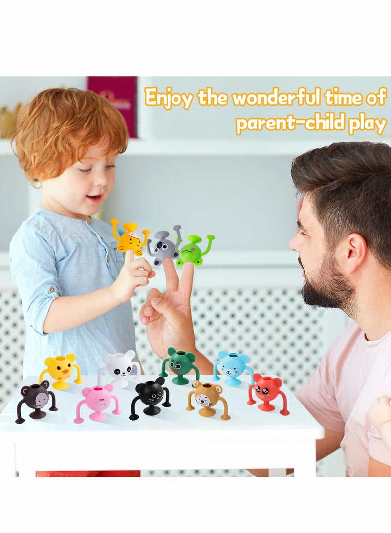 Excefore Suction Toys Bath Toy Set, 12 Pcs Silicone Sucker Toys, Animal Shape for Stress Release  - Image 3