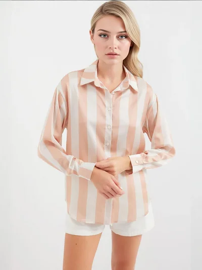 BIG DART BDART Satin Long Sleeve Button Up Shirt