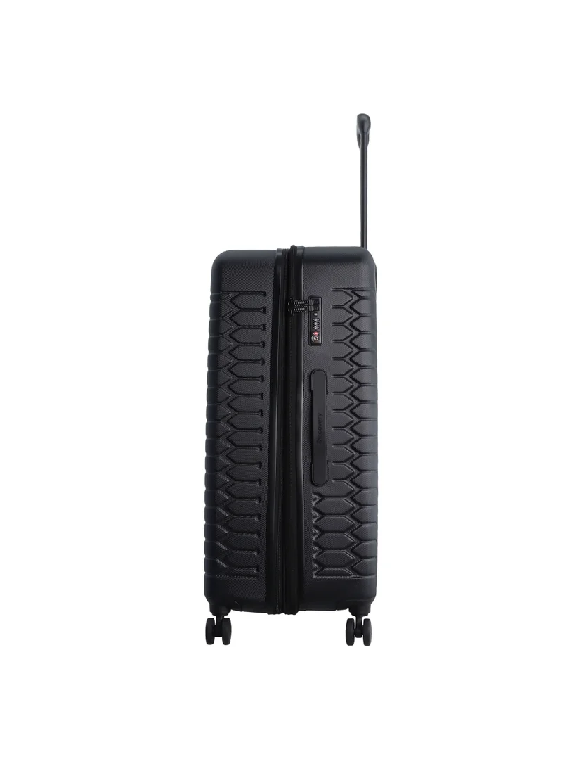 Discovery Discovery Reptile ABS Hardshell Large Check-In Luggage Black, Durable Lightweight Expandable Suitcase, 4 Double Wheel With TSA Lock Trolley Bag (28 Inch).