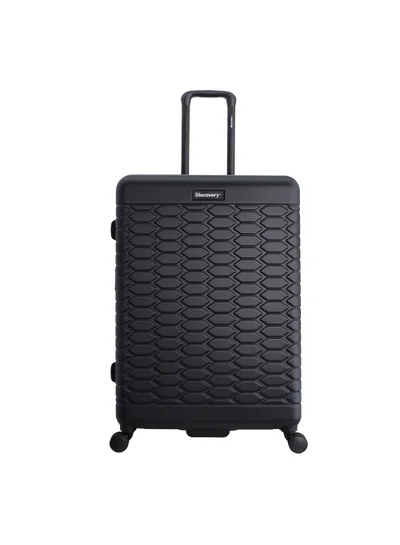 Discovery Discovery Reptile ABS Hardshell Large Check-In Luggage Black, Durable Lightweight Expandable Suitcase, 4 Double Wheel With TSA Lock Trolley Bag (28 Inch).