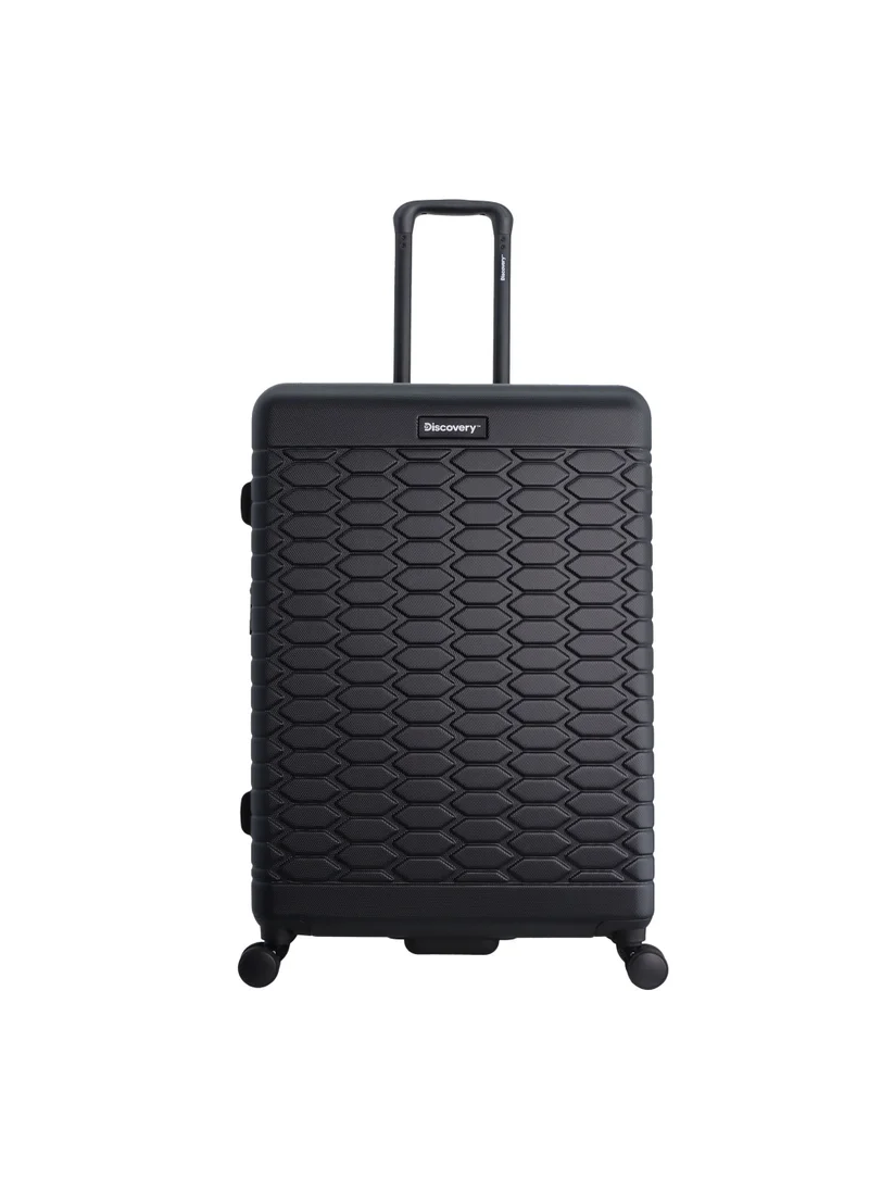 Discovery Discovery Reptile ABS Hardshell Large Check-In Luggage Black, Durable Lightweight Expandable Suitcase, 4 Double Wheel With TSA Lock Trolley Bag (28 Inch).