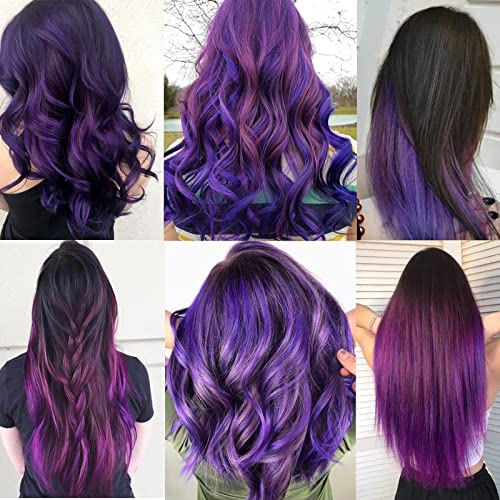 YISIKUNNUO 12PCS Colored Purple Hair Extensions 22 Inch Colorful Clip in Hair Extensions Straight Synthetic Hairpiece for Women Kids Girls Halloween Christmas Cosplay22inchPurple - Image 3
