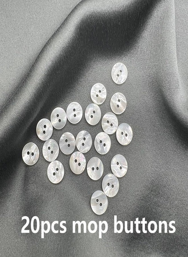 Ldouxx 20 Pieces Genuine White Mother of Pearl Buttons for Shirts Dresses Polo DIY Craft (Diameter 11.5MM) MOP 2 Holes Buttons - Image 3