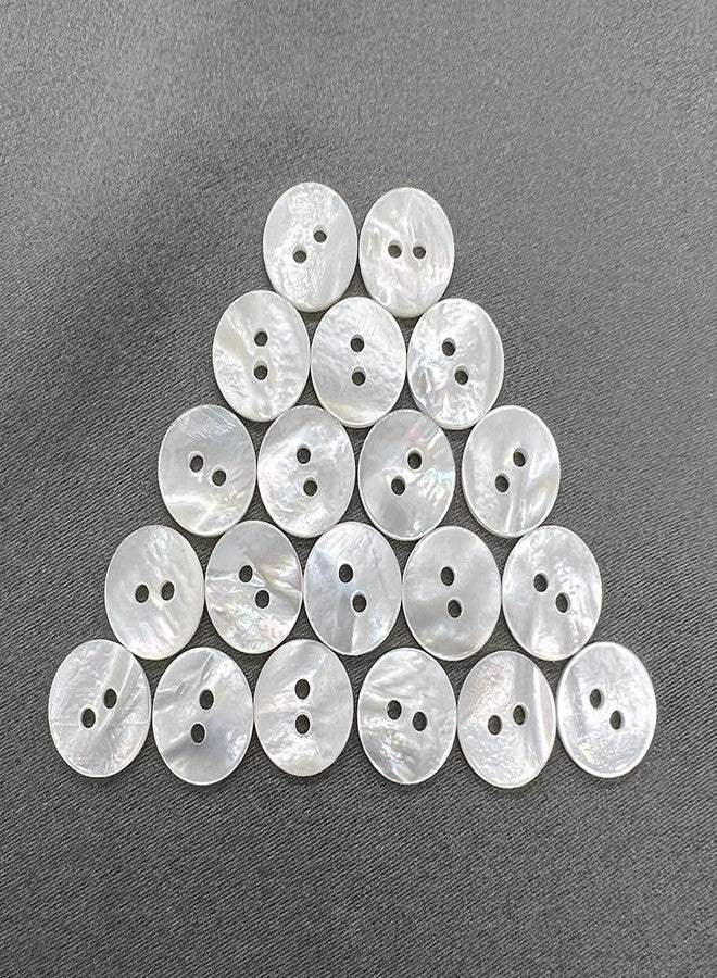 Ldouxx 20 Pieces Genuine White Mother of Pearl Buttons for Shirts Dresses Polo DIY Craft (Diameter 11.5MM) MOP 2 Holes Buttons - Image 1