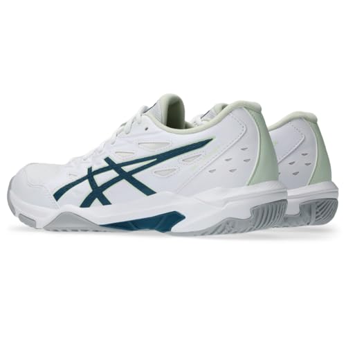 asics أحذية الكرة الطائرة ASICS للنساء Gel-Rocket 11، 10، أبيض/حبر تركوازي - Image 3
