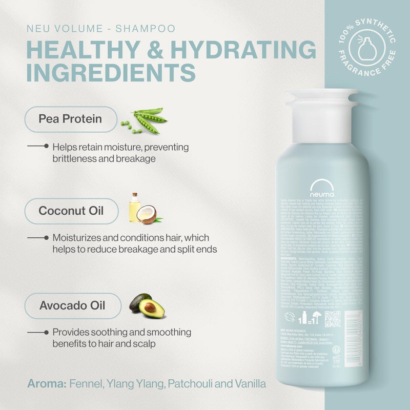 Neuma Neu Volume Shampoo 8.5 Fl. Oz. Fennel, Ylang Ylang, Patchouli, and Vanilla Scent, Sulfate Free Shampoo - Image 2