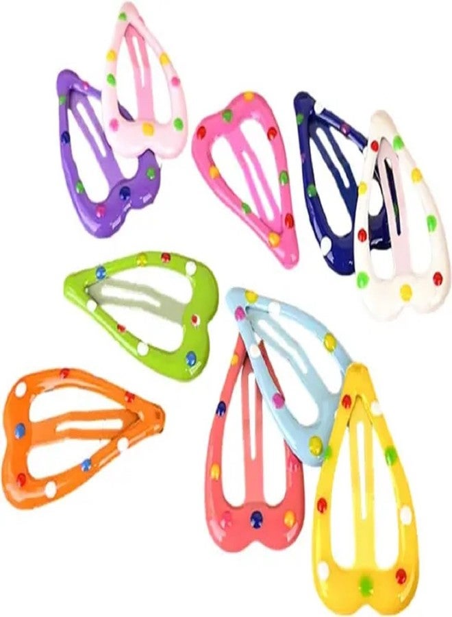 FICTIOUS Metal Printed Tic Tac Snap Hair Clips Charming Barrettes for Kids Teens Women Heart Shaped Hair Clips for Girls Multicolor 10 pcs - Image 1