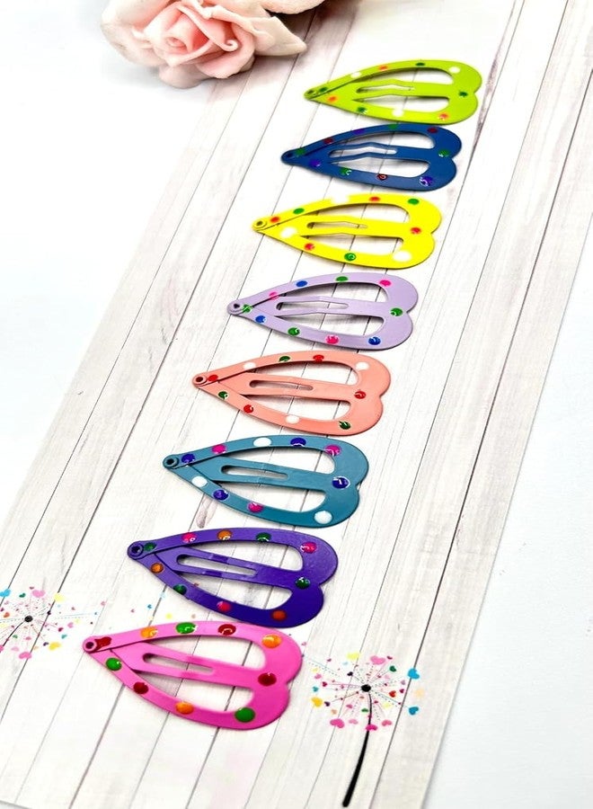 FICTIOUS Metal Printed Tic Tac Snap Hair Clips Charming Barrettes for Kids Teens Women Heart Shaped Hair Clips for Girls Multicolor 10 pcs - Image 2