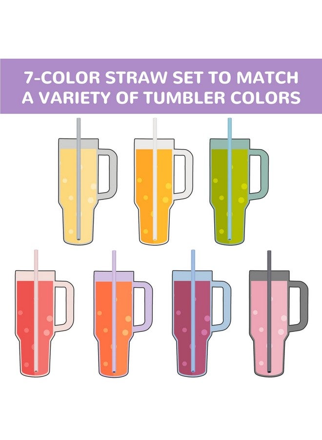 Tomorotec Tomorotec 15PCS Reusable Silicone Drinking Straws w/ 2 Brushes, Fit for Stanley Tumbler 40oz 30oz 20oz, 12" Long Customizable for Various Drinkware, Dishwasher Safe, BPA-Free, Safe for Teeth (Macaron) - Image 5