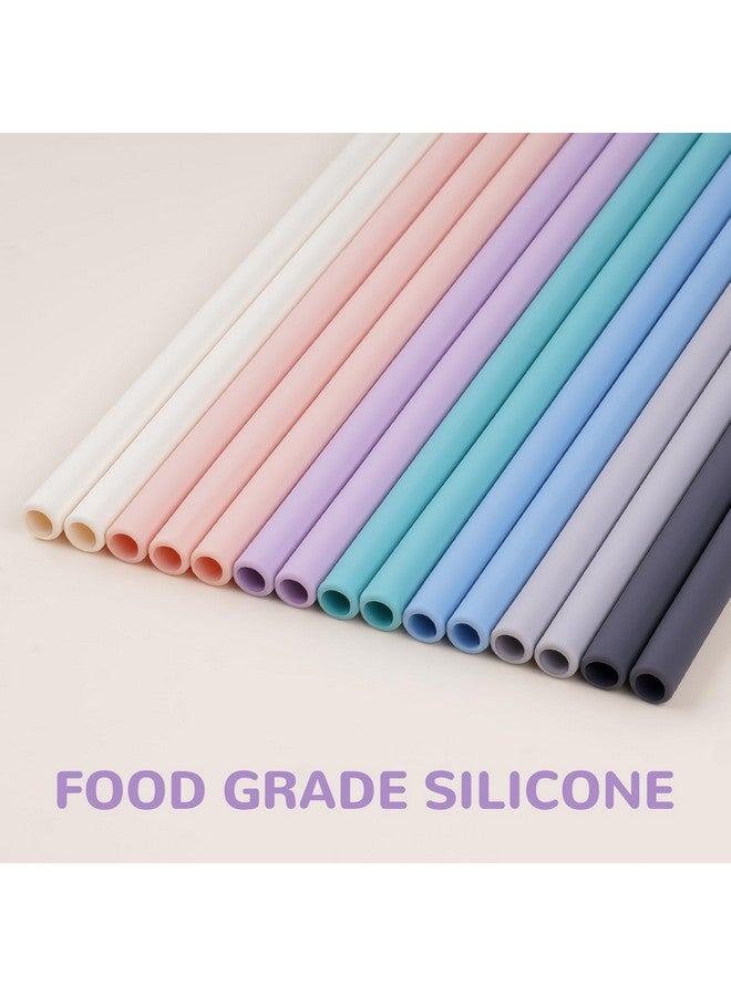 Tomorotec Tomorotec 15PCS Reusable Silicone Drinking Straws w/ 2 Brushes, Fit for Stanley Tumbler 40oz 30oz 20oz, 12" Long Customizable for Various Drinkware, Dishwasher Safe, BPA-Free, Safe for Teeth (Macaron) - Image 2