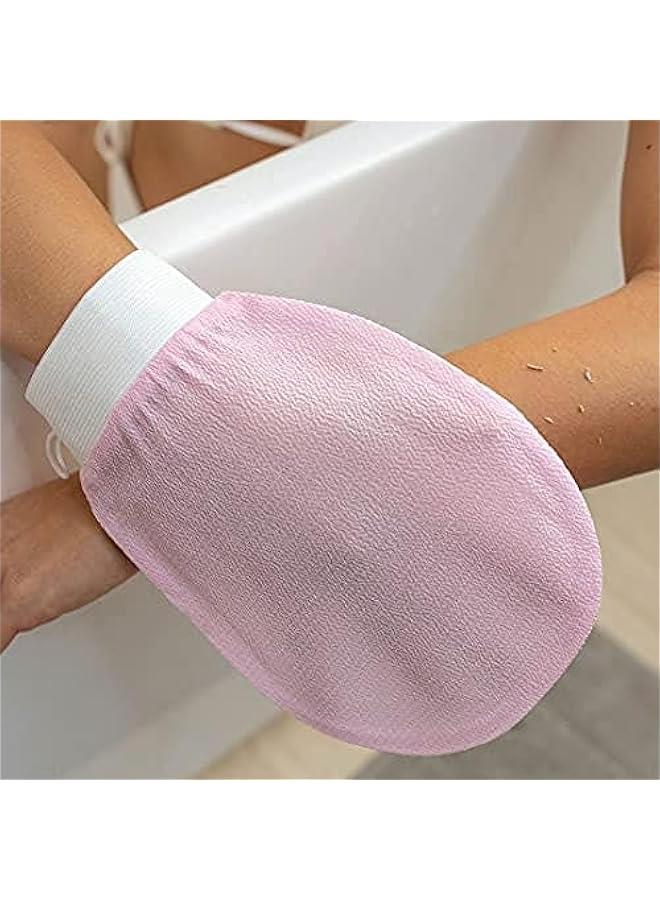 SHOWAY Korean Deep Exfoliating Glove for Body | Exfoliating Body Scrubber for Shower Bath |Body Scrub Gloves for Dead Skin Remover| Exfoliating Mitt Perfect for Wen | Pink - Image 1