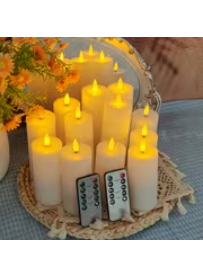 erorex 12-Pack Flameless realistic flickering candle lights - LED Candles with Plastic Wax Caps (No Flame) for Indoor/ use Suitable for Bedside, Weddings, Holidays (Halloween, Christmas, Valentine's) - for & Pets - Image 1