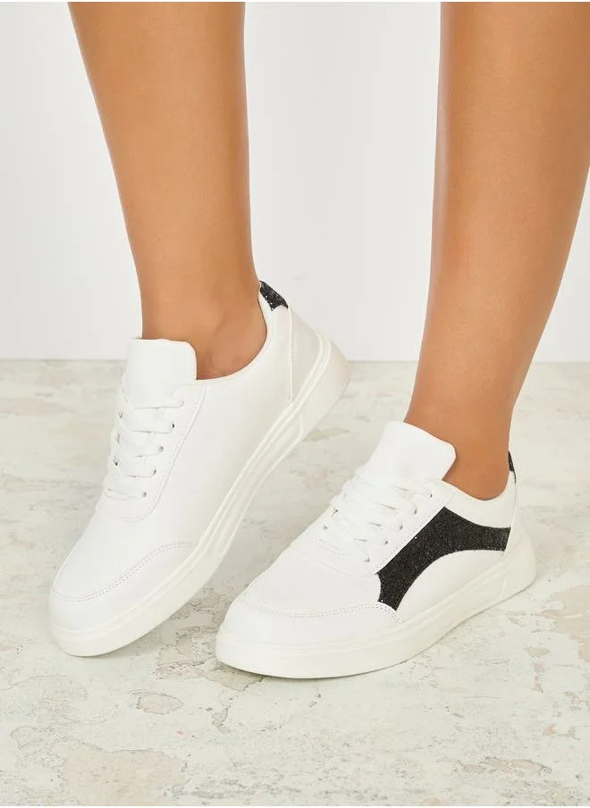 Styli Glitter Panel Detail Casual Shoes
