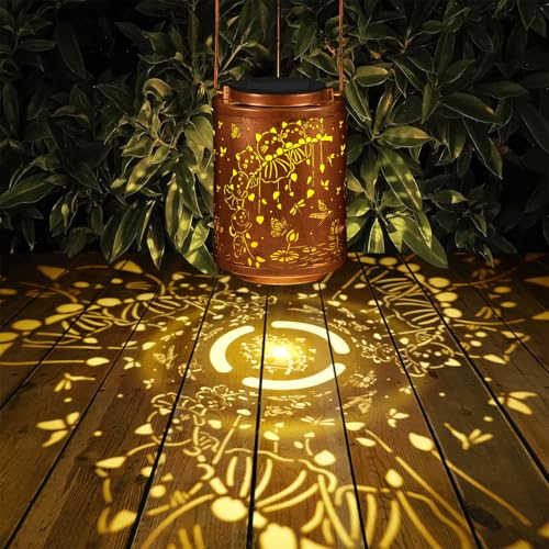 Tepaken Solar Lanterns Garden Decor Birthday Gifts for Women Mon Grandma Metal Hanging Solar Lights Waterproof Outdoor Decoration for Outside LED Lanterns for Yard Patio Lawn (Cat) - Image 4