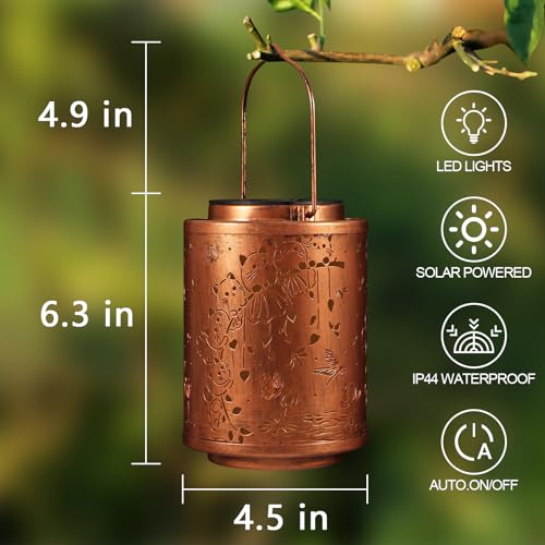 Tepaken Solar Lanterns Garden Decor Birthday Gifts for Women Mon Grandma Metal Hanging Solar Lights Waterproof Outdoor Decoration for Outside LED Lanterns for Yard Patio Lawn (Cat) - Image 3