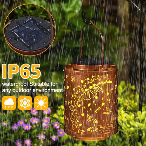 Tepaken Solar Lanterns Garden Decor Birthday Gifts for Women Mon Grandma Metal Hanging Solar Lights Waterproof Outdoor Decoration for Outside LED Lanterns for Yard Patio Lawn (Cat) - Image 5