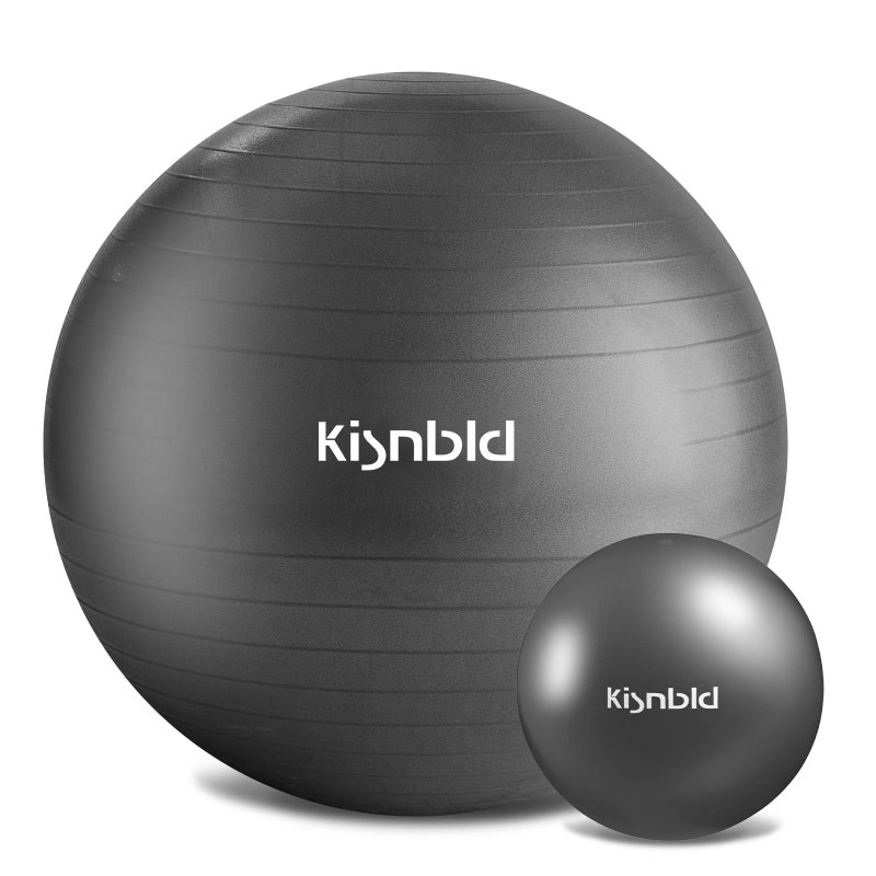 kisnbld Exercise Ball, Extra Thick Yoga Ball for Workout Pregnancy Stability, 4 Sizes Anti-Burst Balance Ball with Foot Pump - Heavy Duty Fitness Ball Chair for Office, Home & Gym - Image 1