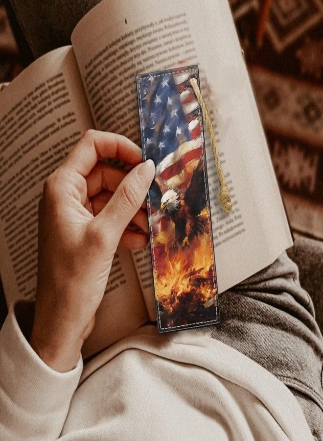 Mintulipy 2 Pack Leather American Flag Eagle Bookmarks for Teachers, Students, Book Lovers - Image 3