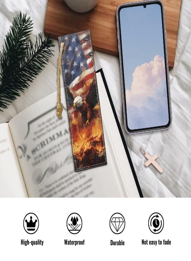 Mintulipy 2 Pack Leather American Flag Eagle Bookmarks for Teachers, Students, Book Lovers - Image 4