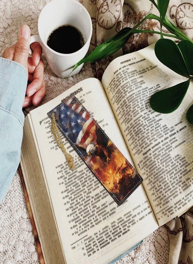 Mintulipy 2 Pack Leather American Flag Eagle Bookmarks for Teachers, Students, Book Lovers - Image 2