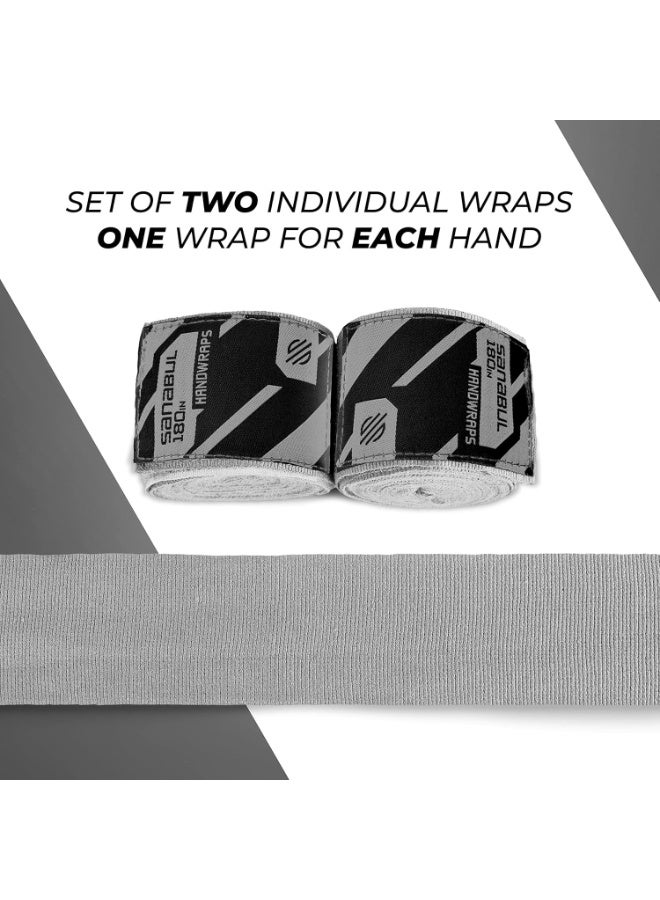 Sanabul  أربطة اليد المرنة الاحترافية 180 بوصة للملاكمة وكيك بوكسينغ ومواي تاي وMMA (فضي، 180 بوصة) - Image 2