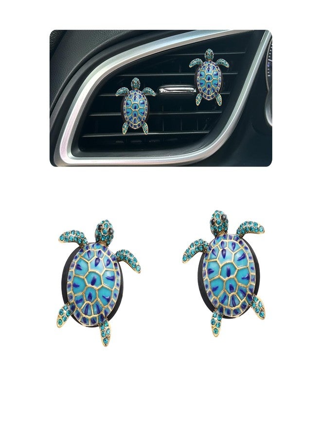 ORIESSE 2pcs Sea Turtles Air Freshener Car Vent Clips,Glamorous Blue Turtle Ocean Cute Car Accessories Car Interior Decoration for Women,Refillable Car Outlet Diffuser,Beach Car Decor Car Charm - Image 1