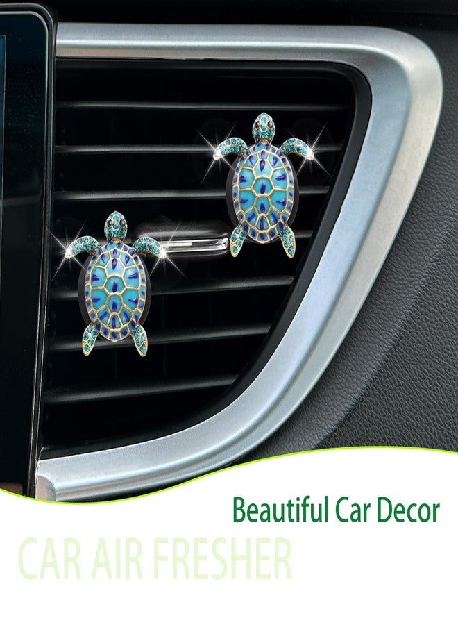 ORIESSE 2pcs Sea Turtles Air Freshener Car Vent Clips,Glamorous Blue Turtle Ocean Cute Car Accessories Car Interior Decoration for Women,Refillable Car Outlet Diffuser,Beach Car Decor Car Charm - Image 2
